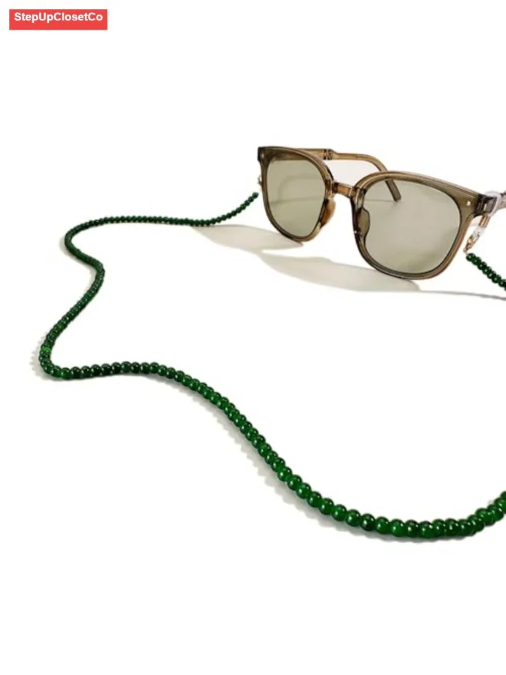Beaded Eyeglass Chain with Silicone Loops, Adjustable Glasses Retainer Lanyard